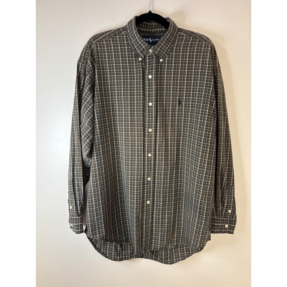 Ralph Lauren Blake Long‎ Sleeve Plaid Button Down Shirt Men's Size L Brown